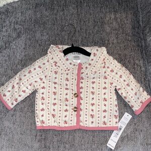 Floral Baby Jacket with Pink Trim